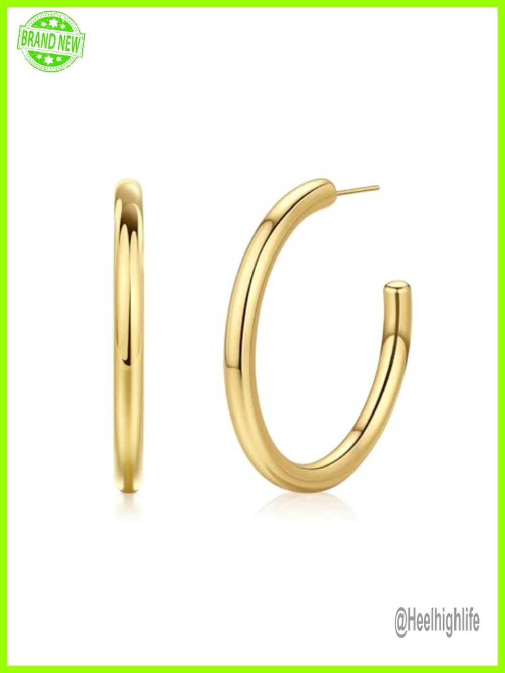 18K Gold Plated Stainless Steel Hoop Earrings Lightweight